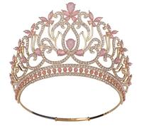 Corona rotonda alta diademi e corone per le donne nuziale gioielli per capelli festa di compleanno copricapo, Strass