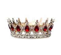 Corona Rotonda Barocca For Matrimonio, Corona Nuziale, Tiara Con Strass E Cristalli, Copricapo For Regine E Re per Varie Occasioni(D)