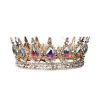 Corona Rotonda Barocca For Matrimonio, Nuziale, Tiara Con Strass E Cristalli, Copricapo For Regine Re Adatta A Molte Occasioni(G)