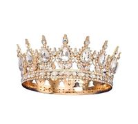 Corona Rotonda Barocca For Matrimonio, Nuziale, Tiara Con Strass E Cristalli, Copricapo For Regine Re Adatta A Molte Occasioni(H)