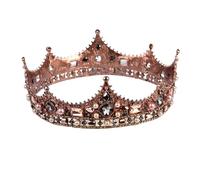 Corona Rotonda Corona Da Re Tiara Nuziale Corona Da Matrimonio Retro Barocco Cristallo Perla Copricapo Rotondo per Varie Occasioni