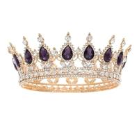 Corona rotonda da donna per matrimonio, concorso nuziale, diadema con strass di cristallo, coroncina per regine e re
