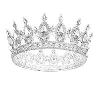 Corona rotonda da donna per matrimonio, concorso nuziale, diadema con strass di cristallo, coroncina per regine e re