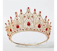 Corona rotonda da donna, regolabile, per concorsi nuziali, diademi per capelli, accessori per capelli da sposa, colore oro e rosso