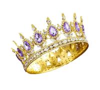 Corona rotonda di cerimonia nuziale nuziale del Rhinestone Tiaras della corona di stampaggio per le regine e il re oro 2