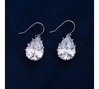 Corona Set Pera Goccia Orecchini Con 13x18mm 5A Zircone Cubico 18k Oro O Rodio