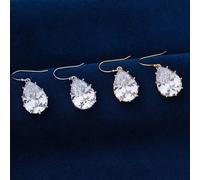 Corona Set Pera Goccia Orecchini Con 13x18mm 5A Zircone Cubico 18k Oro O Rodio