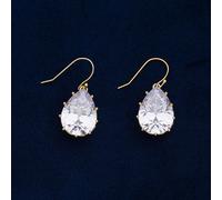Corona Set Pera Goccia Orecchini Con 13x18mm 5A Zircone Cubico 18k Oro O Rodio