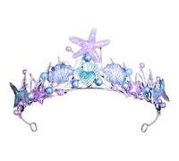 Corona sirena ragazza cristallo tiara corona Halloween oceano costume stella marina accessori per capelli per donne ragazze compleanno festa tiaras