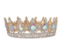Corona Sposa con Cristalli in Lega di Zinco per Feste Speciali | Accessori per Chioma da Cerimonia, Oro Brillante, per Donne e Ragazze, come Oggetto Fotografico