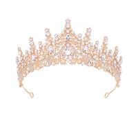 Corona Tiara, Cristallo Strass Diadema, Corona Regina Donna, Diadema Sposa, Diadema Donna, Tiara Corona di Cristallo, per Compleanni Femminili, Balli, Concorsi di Bellezza (Oro)