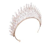 Corona Tiara Grande in Lega di Zinco Oro per Spose | Design Luminoso, Accessori Chioma Matrimonio e Sfilata, per Donne e Ragazze