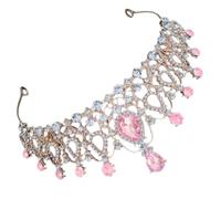Corona Tiara Rosa con Cristalli per Bambine, per Cerimonie e Foto | Lega di Zinco, Leggero e Confortevole, per Chioma delle Bambine, Adatto a Sfilate e Occasioni Eleganti