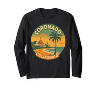 Coronado California Retro San Diego Spiaggia Tramonto Palma 619 Maglia a Manica