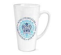 Coronation Emblema Luce Blu King Charles III 483ml Grande Latte Tazza Souvenir