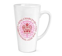 Coronation Emblema Rosa King Charles III 483ml Large Latte Tazza Souvenir Regalo