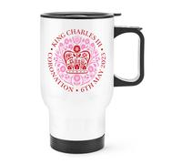 Coronation Emblema Rosa King Charles III Viaggi Tazza con Manico Souvenir Regalo