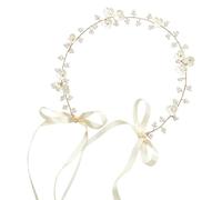 Coroncina comunione bambina, cerchietto per la Prima Comunione, accessorio per capelli da bambina con fiori di conchiglia, elementi simili a perle e nastro di raso, copricapo festivo