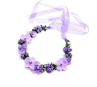 Coroncina Comunione,Fata Ghirlanda Floreale Fascia per Capelli Regolabile con Fiore for Kids Girls Hair Style (Viola)