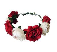 Coroncina fiori Bambina 8 colori donna capelli corona di fiori festa di nozze ghirlanda di capelli ghirlanda ragazze panno fiore fascia accessori for capelli rossi(Red white)