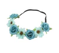 Coroncina fiori Bambina Ghirlanda di moda Corona di fiori di rosa Fasce for capelli regolabili Nastro for ragazze Ghirlanda floreale Accessori for capelli Halo da sposa(B-Green)