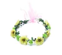 Coroncina fiori Bambina Ghirlanda di moda Corona di fiori di rosa Fasce for capelli regolabili Nastro for ragazze Ghirlanda floreale Accessori for capelli Halo da sposa(A-green)