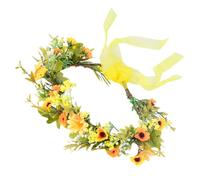 Coroncina Floreale Nuziale Gialla Regolabile per Acconciatura | Decorazione per Comunione e Matrimonio, in PP e Ferro, per Ragazze Giovani e Adulte