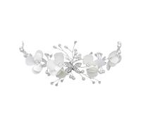 Coroncina in Perle per Comunione Ragazze - Design Fiori Bianchi, Accessorio Capelli per Prima Comunione & Battesimo - Adatto a Bambine e Dame