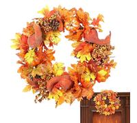 Corone autunnali per porta principale, corona autunnale da 50 cm con zucche e foglie d'acero, ghirlanda decorativa per interni esterni, parete porta, decorazione Halloween Natale primavera