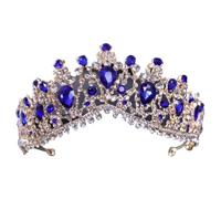 Corone da donna con strass, stile vintage, per feste, matrimoni, accessori eleganti, corona blu