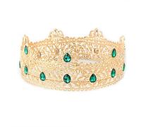 Corone da uomo, in metallo, per adulti, per compleanni, balli di fine anno, festa a casa, corona per cosplay, matrimonio, compleanno, ritorno a casa, regali per feste di ballo (oro con pietra verde)