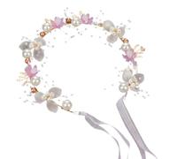 Corone della ragazza di fiori, Copricapi di perle per matrimoni, per capelli floreali fatti a mano, Fasce regolabili della ragazza di, Corone di capelli eleganti da sposa, Fasce di
