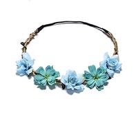 Corone di fiori Fascia per capelli, fiori Headbands in nastro elastico fiori per capelli floreali fasce donna ghirlanda di fiori boemia Headbands per festa del festival di nozze