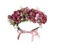 Corone di fiori for donne Cerchietti for capelli sottili fatti a mano alla moda da sposa con accessori for capelli a nastro regolabile Bianco Rosa/453