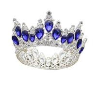 Corone di moda baroccia di lussuoso cristallo di cristallo a corona da sposa tiara diadem in oro chiaro per donne accessori per capelli da sposa (un blu argento)