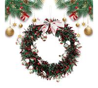 Corone di Natale per la porta d'ingresso, decorazione a righe rosse e verdi - corona di Natale per interni - per appendere cremagliera festa d'inverno tavolo camera da padrona