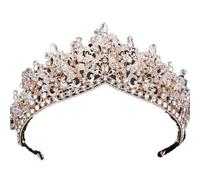 Corone dorate fatte a mano dei monili dei capelli di cerimonia nuziale della corona del diadema nuziale per il compleanno del, Strass