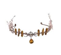 Corone Gotiche Al Quarzo For Donna, Copricapo Da Sposa In Metallo, Tiare In Pietra, Fascia For Capelli Strega For Halloween Adatta A Molte Occasioni(SILVER PLATED)