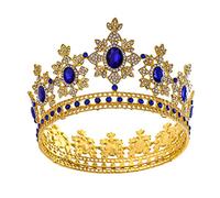 Corone King Diademi in oro rotonda barocca Diadema Gioielli per capelli da sposa Prom per fascia con nuziale per la sposa principessa con dorati