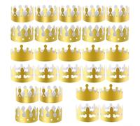 Corone King per feste di incoronazione, 20 pezzi, 4 design, regolabili, riutilizzabili, cappelli di carta dorata, durevole, per adulti, compleanno, matrimonio, festa in costume (28 pezzi)