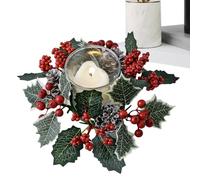 Corone per candele | Corone decorative da tavolo 20 cm | Decorazione natalizia artificiale a bacche per interni | Decorazione da tavolo porta finestra da parete per azione di grazia matrimonio