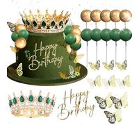 Corone verdi decorazione torta palline dorate decorazione torta corone compleanno oro targa farfalla per compleanno baby shower