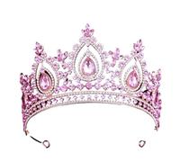 Corone vintage con gocce d'acqua per Matrimonio Ballo | Accessori for capelli Bandana con diademi elfi di cristallo rosa for donna
