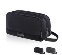 Coronel Tapiocca - Beauty case da viaggio per uomo | Borsa da toilette compatta con 3 scomparti, ideale per viaggi, lavoro, sport o vacanze, Nero, Ideale per viaggi o sport