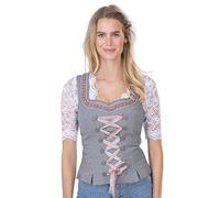 Corpetto di design esclusivo - Corsetto grigio/rosa antico - Jaquard & Satin bavarese Luise, grigio/rosa antico, XS