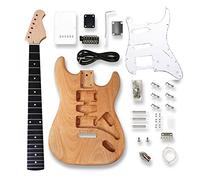 corpo chitarra Guitar Electric Guitar Body & Neck Kit Okoume Legno Barile Barile Neck 22 Frets Bianco PickGuard Progetto Incompiuto Fai Da Te Parti Della Chitarra kit chitarra fai da te