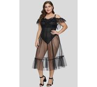 Corpo E Nuisette Lunga Trasparente Grande Taglia Retro Pin-Up Sexy Glamour