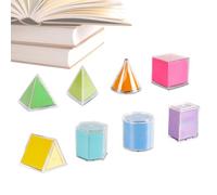 Corpo geometrico - Set di 15 stampi 3D, modelli in plastica trasparente, corpi matematici colorati | Superfici smontabili con piastre di base per l'apprendimento della geometria scuola elementare