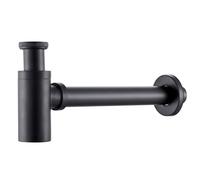 Corpo in ottone Scarico for lavabo Collegamento a parete Impianto idraulico Sifoni a P Tubo di lavaggio Sifone for lavabo da bagno Nero/Oro spazzolato/Cromo.(Black)