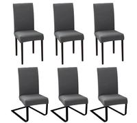 Corpower Coprisedie con Schienale 6 Pezzi, Coprisedie Elasticizzato Estraibile Lavabile Misura Universale, Copri Sedie Soggiorno Moderna, Coprisedia per Cucina Sala da Pranzo Cerimonia, Grigio Scuro